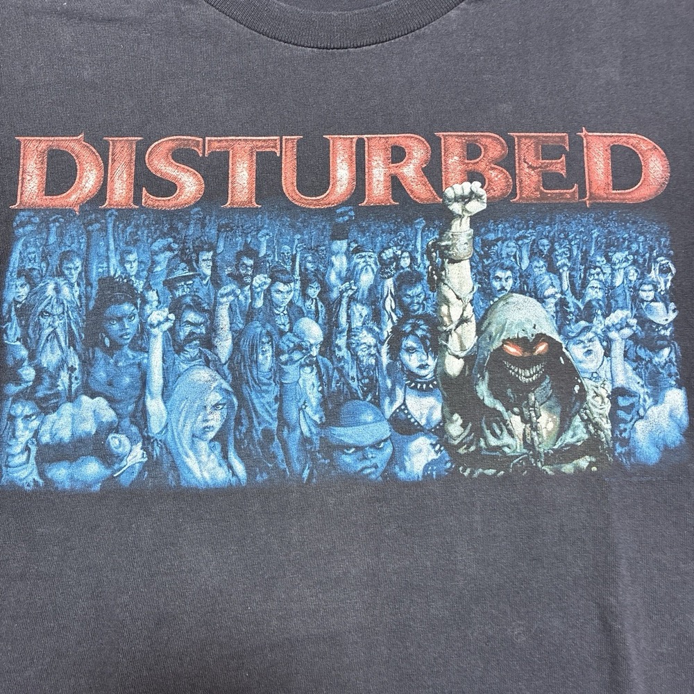Vintage Disturbed Band Shirt Men 2XL 2005 Concert‎ Tour Black 2XL Fist Y2K Faded
